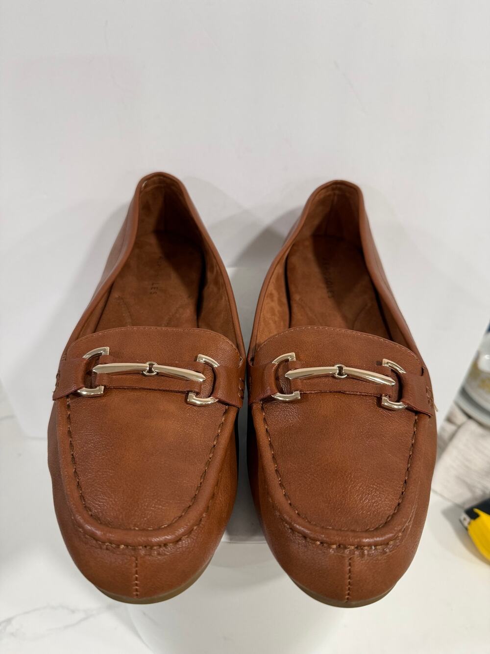 Aerosoles Brown Leather Horsebit Loafers Womens 11 Gold Buckle Driving Moc Shoes